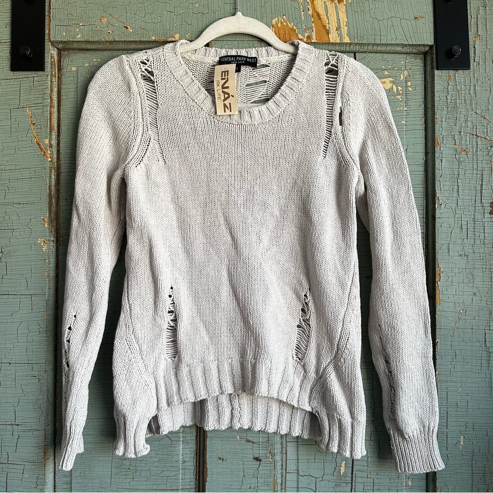 NWT Central Park West Open Knit Cream Sweater Sz Small